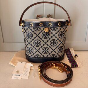 Tory Burch T Monogram Jacquard Bucket Bag | NWT